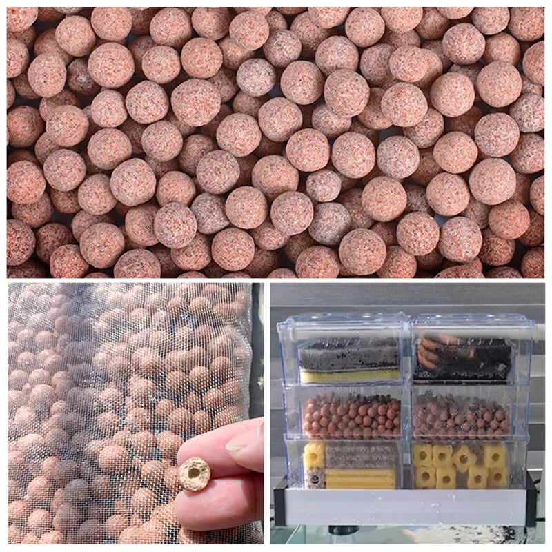 Aquarium Filter Media Red Ceramic Nano Ball with Free Mesh Bag 500GM