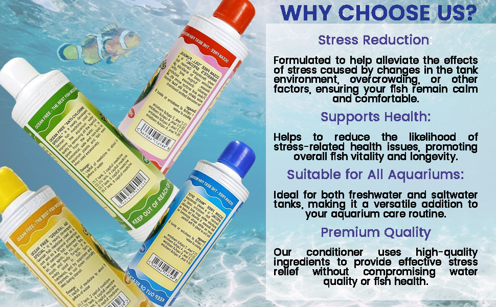 Ocean Free GILL, Fungus, PARASITE'S Special & Anti-Chlorine Special & White SPOT Special & General AidSpecial Each 240ml All in one Pack