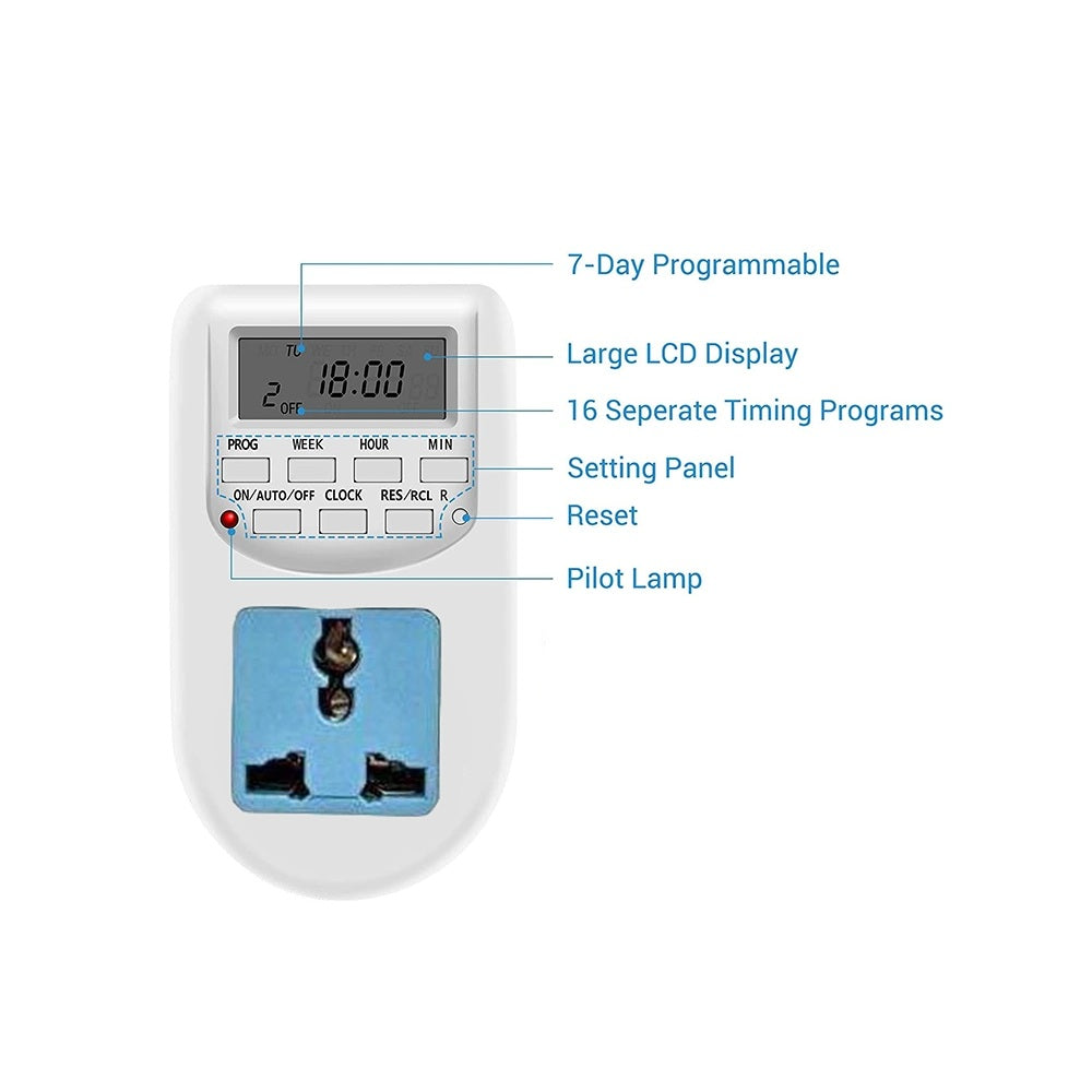 Digital Auto On/Off Timer Switch for Aquarium Lights, CO₂ System & Other Electronic Devices