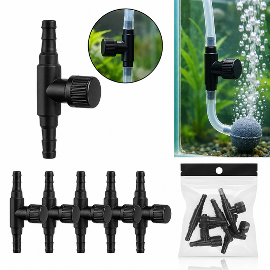 Aquarium (Random Color) Air Flow Control Valve T Shaped Single Way Plastic Air Flow Control Regulator Aquarium Air Pump Accessories | Easy Installation by MR TRADERS® (Pack of 5)