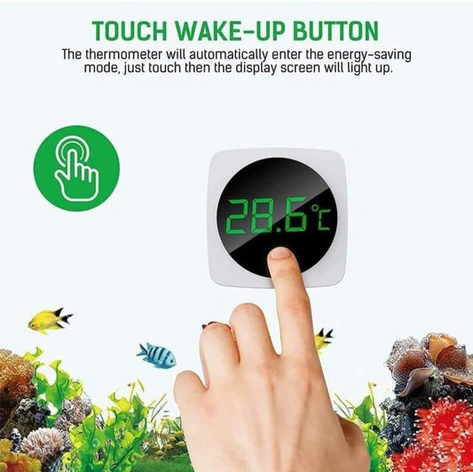 Nepall Round Green Digital Stick On Touch Screen Aquarium Thermometer