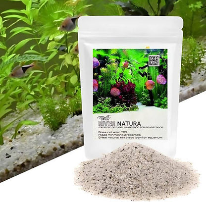 River Natura Aquarium White Sand | Natural Polished River Sand Substrate | Aquascaping Base Layer | 5kg