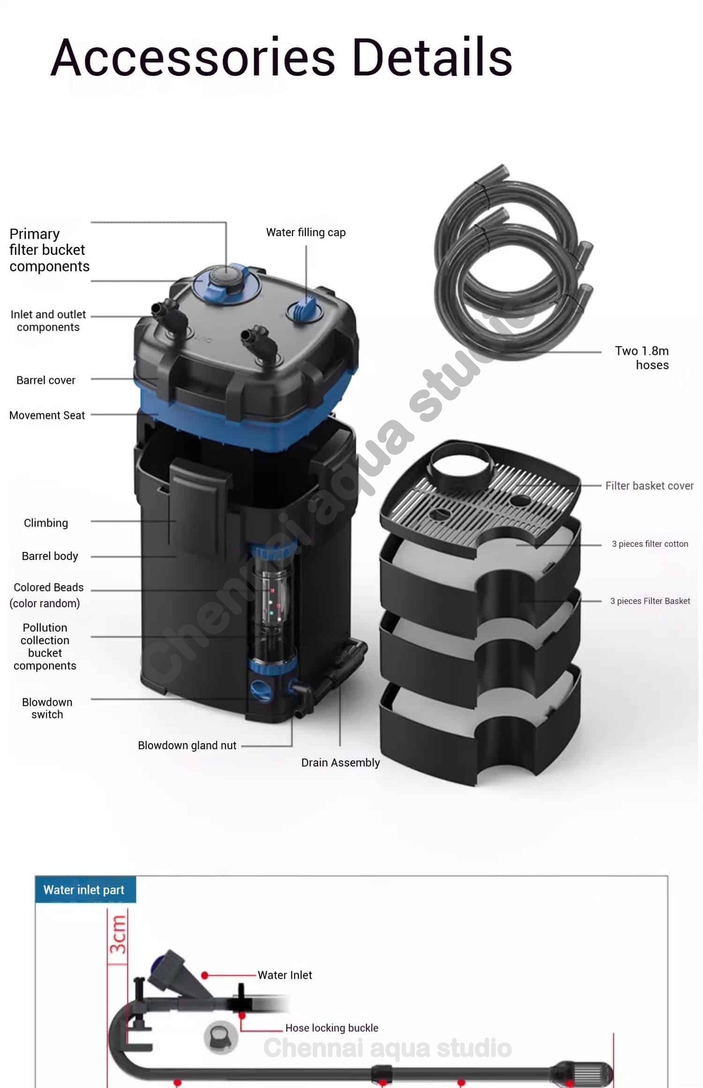 SunSun YWY-800 Aquarium Canister Filter – 800L/H External Filtration System