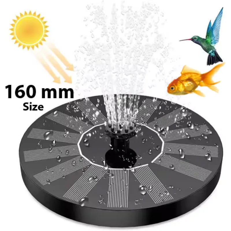 Solar Fountain Medium 160mm | 1.5W Upgraded Solar Water Pump for Bird Bath, Garden, Pond